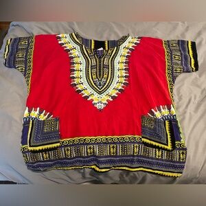 Red African Dashiki Top